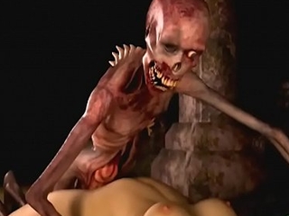 Graveyard'_s Horny Guardian. Monster porn horrors 3D