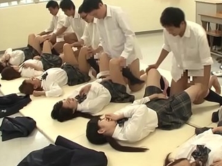 JAV synchronized schoolgirl reverend sex led by teacher